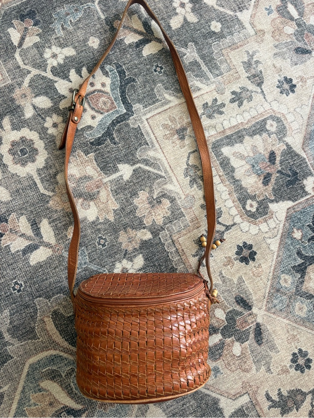 Woven soft Leather Market bag Italian whiskey leather